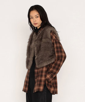 フェイクファー ショートジレ（18-14VM02-205）｜（Maison Platinum