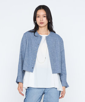 デニム調シャンブレーツイル  ブルゾン