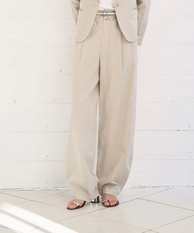 高密度リネンストレッチ バレルパンツ