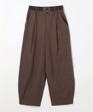 高密度リネンストレッチ バレルパンツ