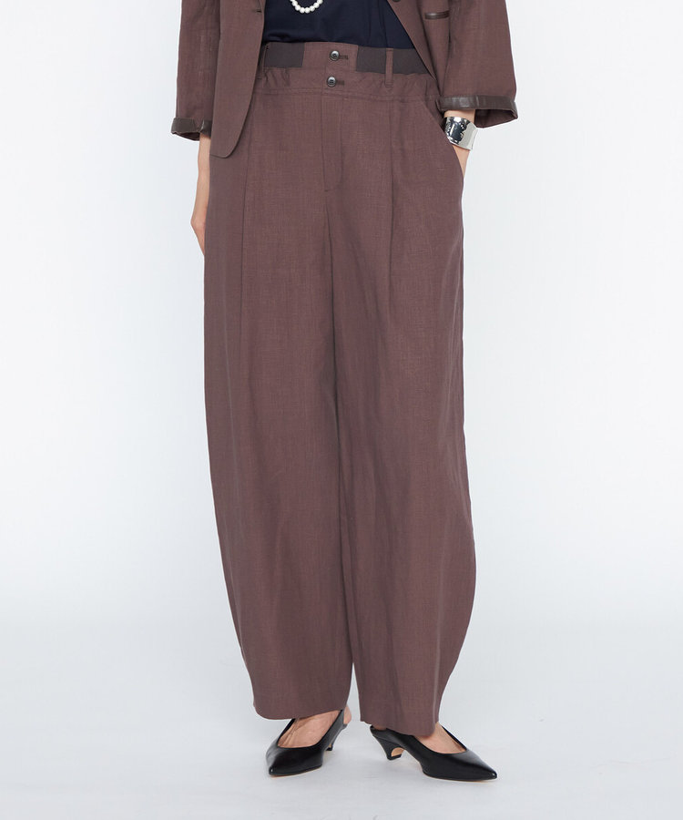 高密度リネンストレッチ バレルパンツ（18-18PO08-206）｜メゾン