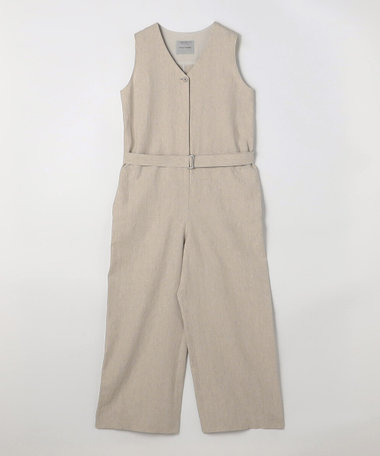 高密度リネンストレッチ ジャンプスーツ