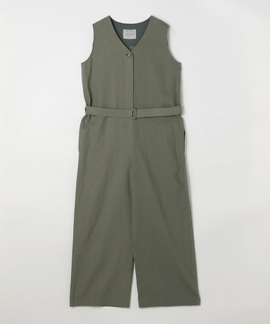 高密度リネンストレッチ ジャンプスーツ