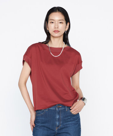 スビンプラチナムスムース ボートネックTシャツ
