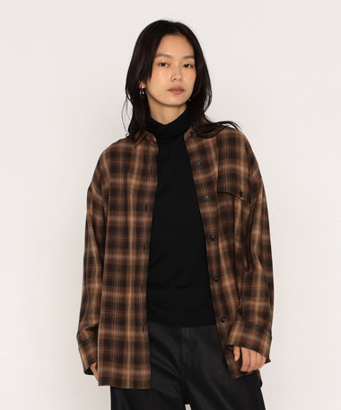 【新品同様】ボッテガヴェネタ　シャツ　胸ポケット　サファリシャツ　ブラウン　36 オンブレーチェック シャツ（18-24HM06-205）｜（Maison Platinum