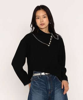 【NEW】メゾンプラチナ（Maison Platinum）/ウールブークレアムンゼン ロールカラープルオーバー ウールブークレアムンゼン ロールカラープルオーバー（18-25EM09-205