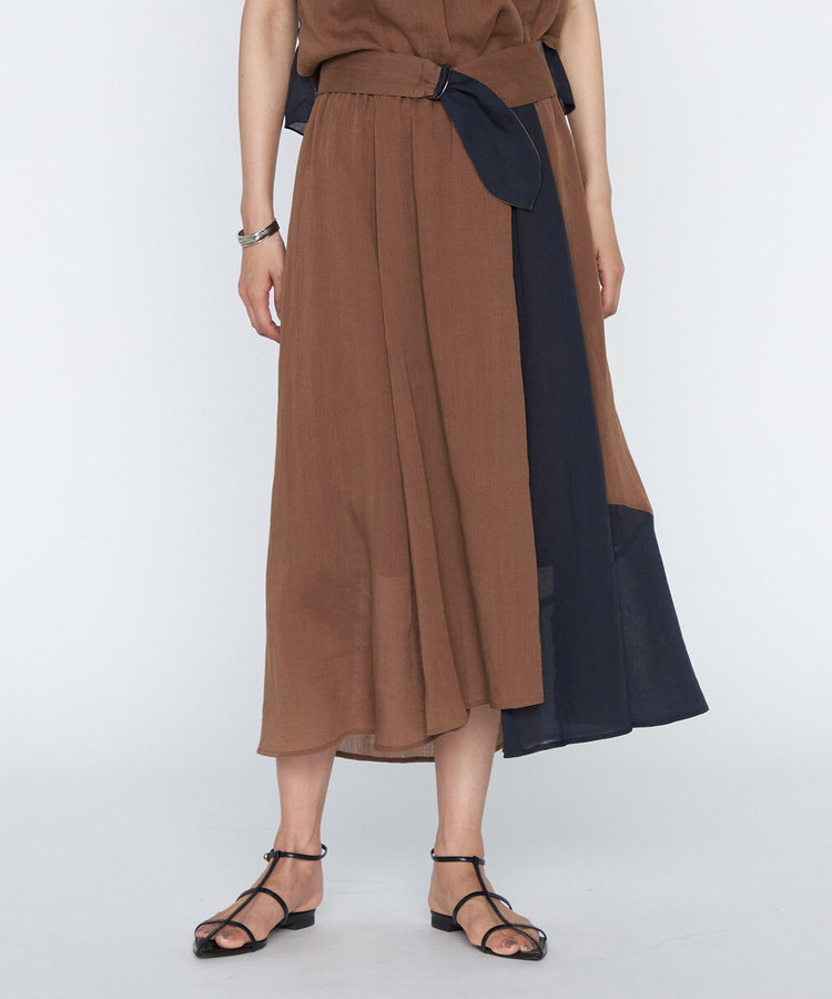【セットアップ対応】ラミーちりめん アシンメトリーヘムスカート