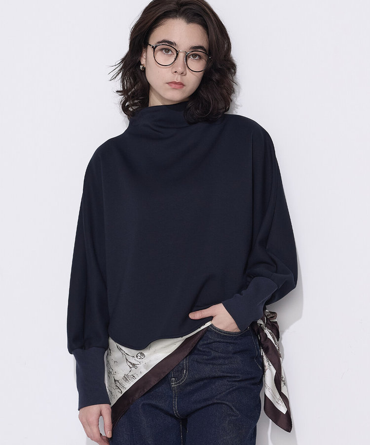 ソフトストレッチダンボールニット ボトルネックプルオーバー（21