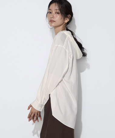 レーヨンツイル フード付きブラウス