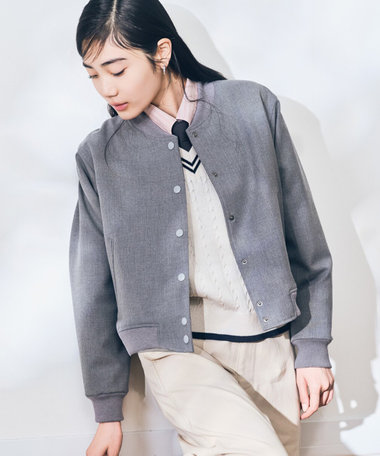 ポリエステルレーヨンスタジャン型ブルゾン