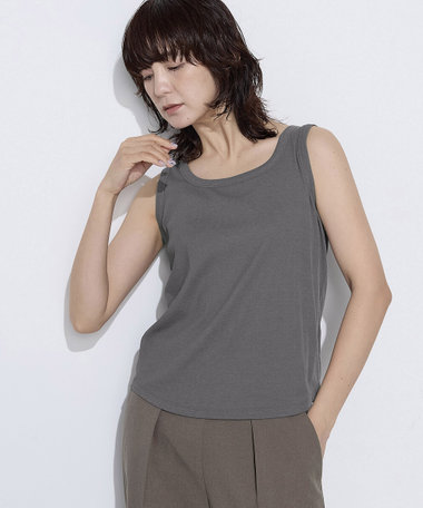 綿キュプラベアテレコ リブタンクトップ