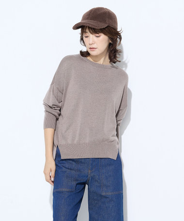 天竺編 ロゴ入りニットプルオーバー