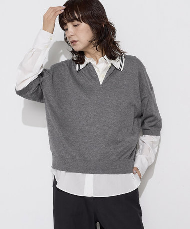 14G天竺編 ポロ襟ニット