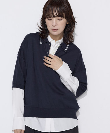 14G天竺編 ポロ襟ニット