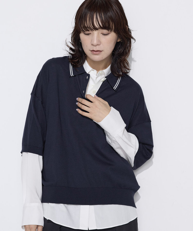 14G天竺編 ポロ襟ニット