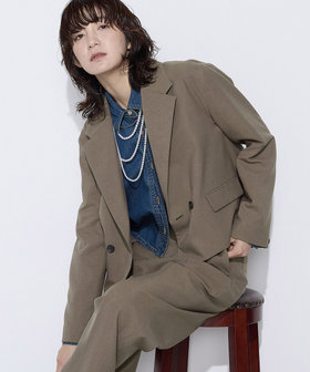 【セットアップ対応】パウダープレーンストレッチ ショートダブルジャケット