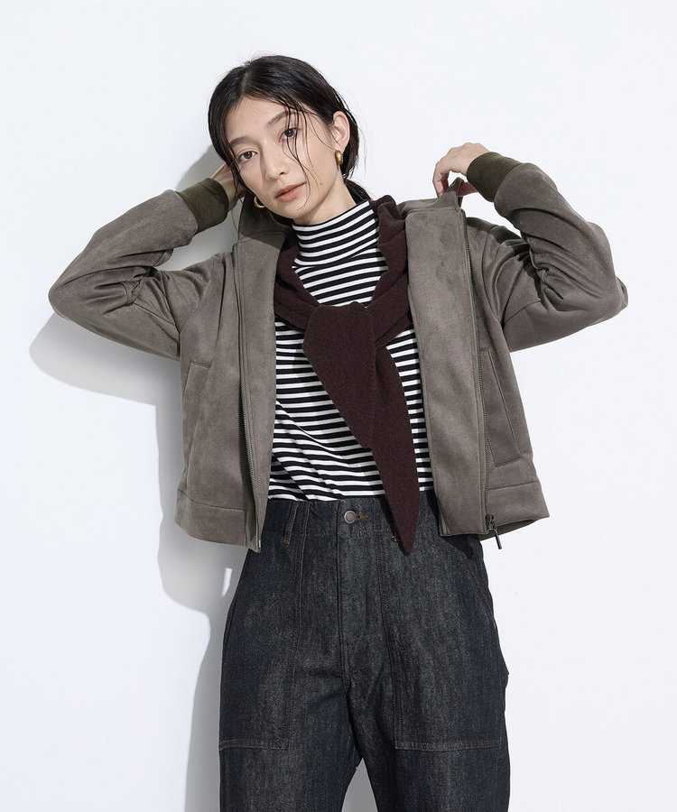 ダンボールスエード調 パーカブルゾン