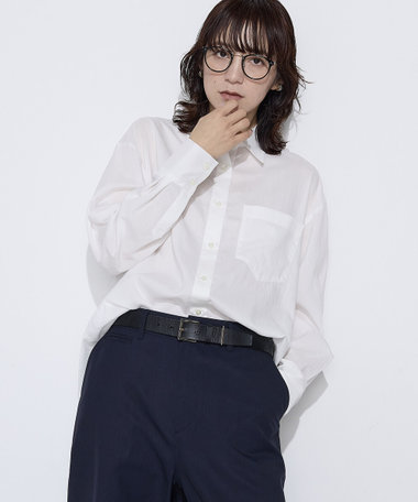 【Oggi 4月号掲載 滝沢カレンさん着用商品】〔 +サイズ 〕 ソフトタイプライター シャツ