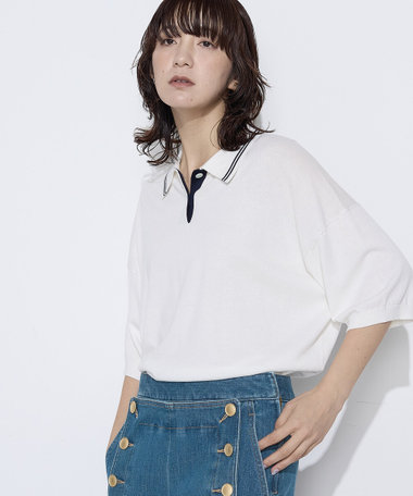 〔 +サイズ 〕 14G天竺編 ポロ襟ニット