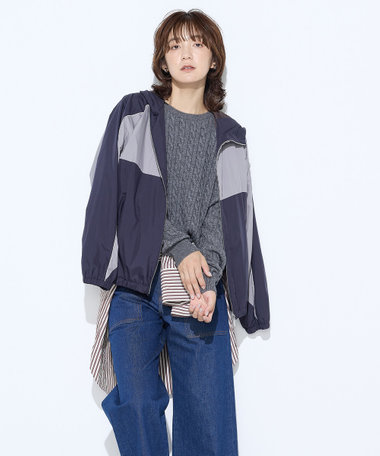 〔 +サイズ 〕パウダータフタ ブルゾン