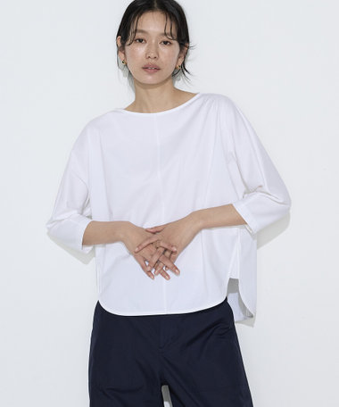 〔 +サイズ 〕 トリコット ボートネックプルオーバー