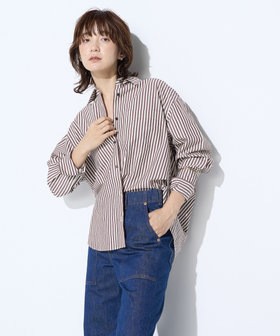 サイズ 〕オーガニックキュプラ混 ストライプシャツ（21-64HM04-205