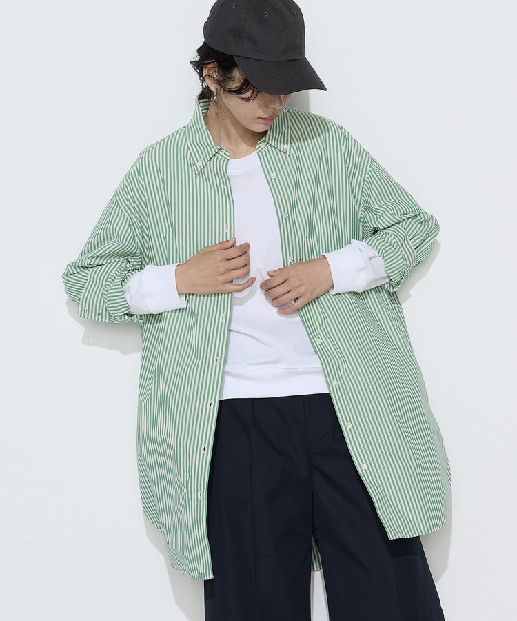 〔 +サイズ 〕 タイプライター ストライプシャツ