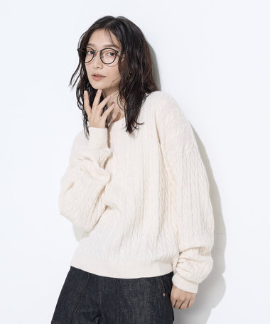 【Oggi1月号掲載】〔 +サイズ 〕ケーブル編 ニットプルオーバー