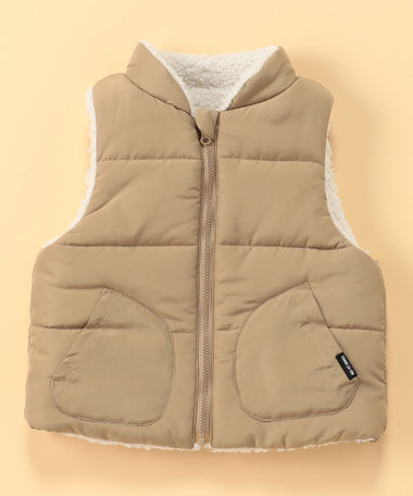 ポリエステルタフタ×ボア 中綿リバーシブルベスト(ベビーサイズ)