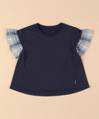 チェック使い 袖フリルTシャツ(ベビーサイズ)