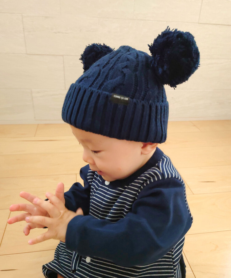 ぼんてん耳付き ニットキャップ