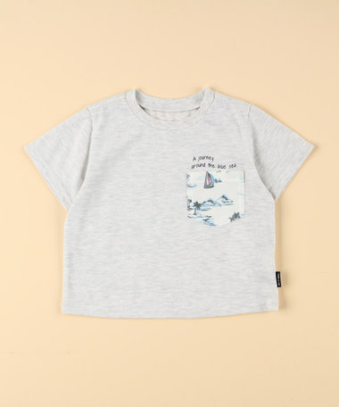 マリンアロハ柄ポケット 半袖Tシャツ(ベビーサイズ)