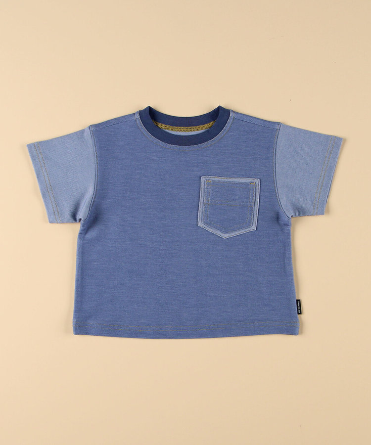 デニム調ジャージー ポケット付きTシャツ(ベビーサイズ)（23