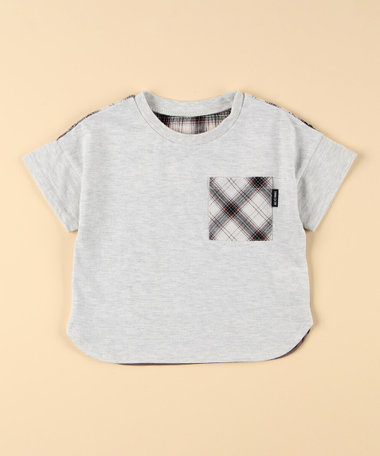 くしゅっとチェック 半袖切り替えTシャツ(ベビーサイズ)