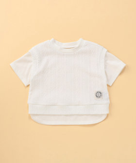 ケーブルジャカード フェイクレイヤード 半袖Tシャツ (ベビーサイズ