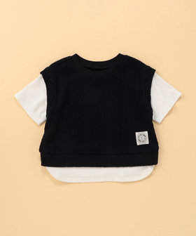 ケーブルジャカード フェイクレイヤード 半袖Tシャツ (ベビーサイズ)