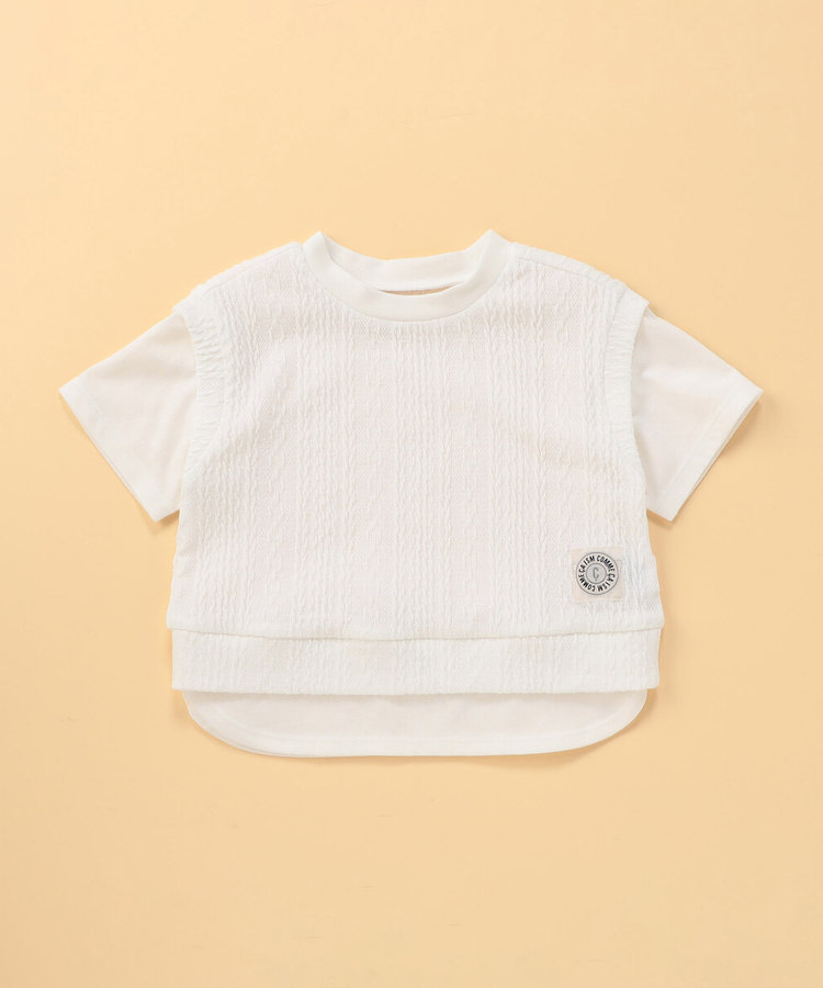 ケーブルジャカード フェイクレイヤード 半袖Tシャツ (ベビーサイズ