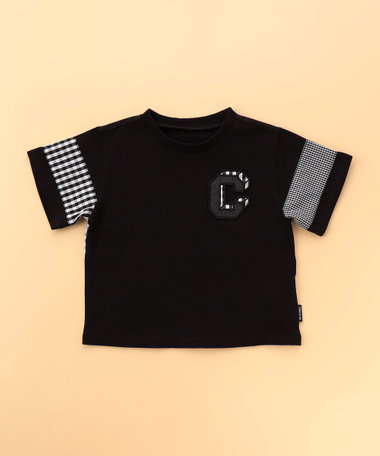 ギンガムチェック 切り替え 半袖Tシャツ(ベビーサイズ)