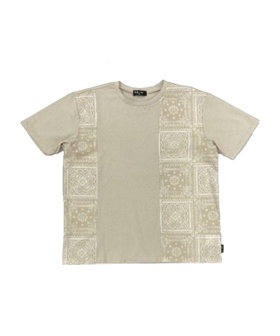 バンダナ柄プリント 切替半袖Tシャツ(ベビーサイズ)