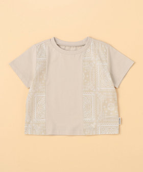 バンダナ柄プリント 切替半袖Tシャツ(ベビーサイズ)
