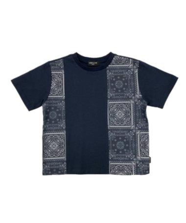 バンダナ柄プリント 切替半袖Tシャツ(ベビーサイズ)
