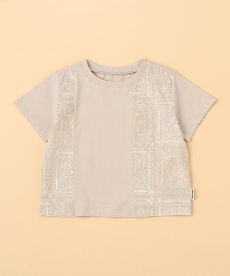 バンダナ柄プリント 切替半袖Tシャツ(ベビーサイズ)