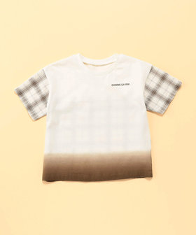 サッカーチェック切替 グラデーション染め 半袖Tシャツ(ベビーサイズ)