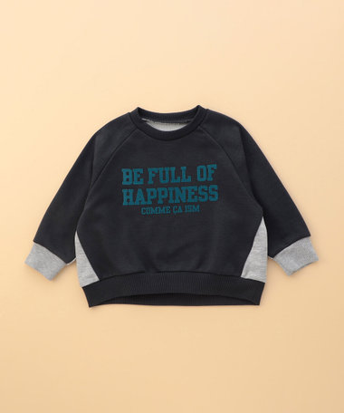 フロッキープリント 配色トレーナー(ベビーサイズ)