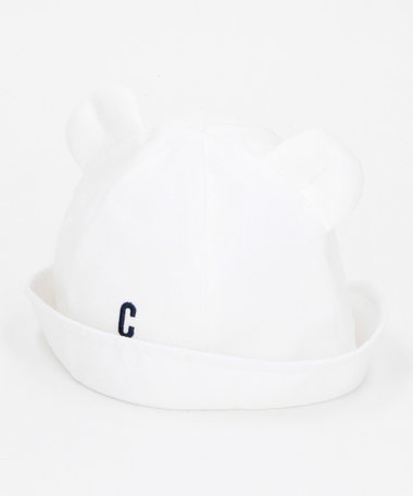 ワンポイント ロゴ刺繍入り 耳付きハット