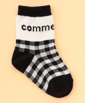 ロゴ×ギンガム チェック クルーソックス