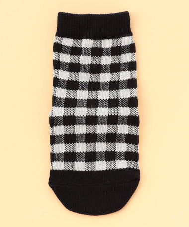 バックロゴ ギンガムチェック クルーソックス