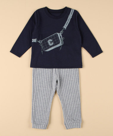 新品　Tシャツパンツセット 長袖Tシャツとパンツのギフトセット(80-90cm)（23-83WK04-205