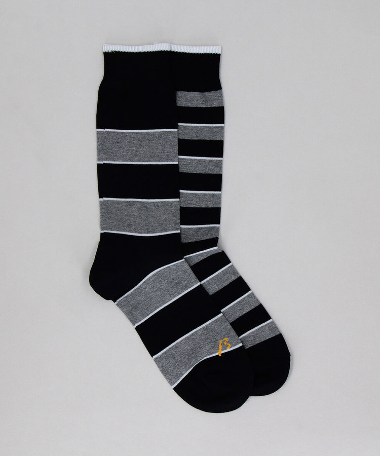 AYKページ アシンメトリーボーダー クルーソックス（27-54QK03-205）｜ベータメン