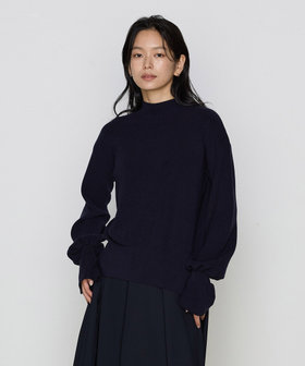 Foxey デイジー・トラベル・パフ　　ネイビー38 ￼ 16G片畦 ボリュームスリーブニットプルオーバー（28-02IK01-205